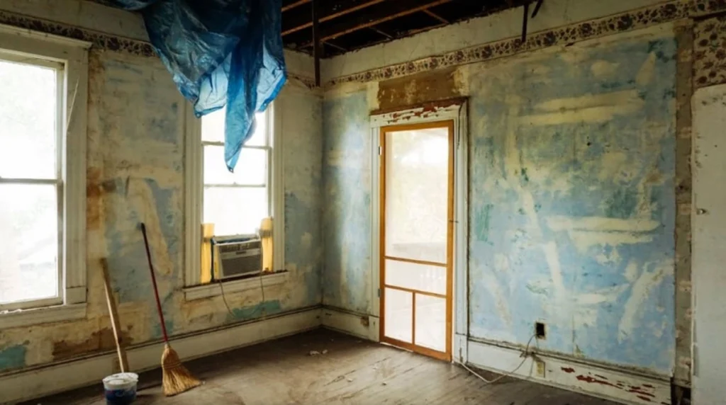 L'interno del cantiere di una casa