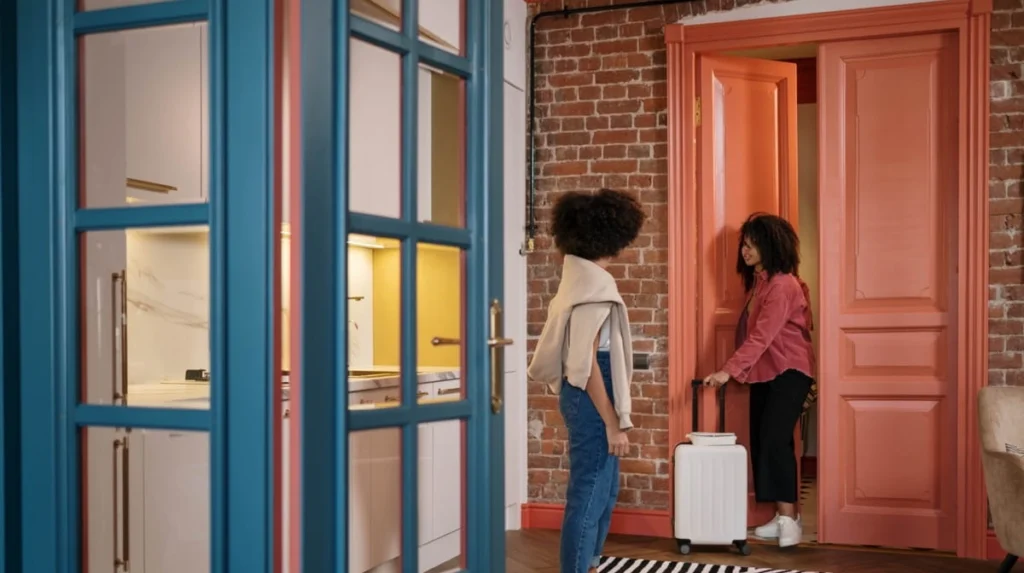 La proprietaria di un AirBnb accoglie una cliente